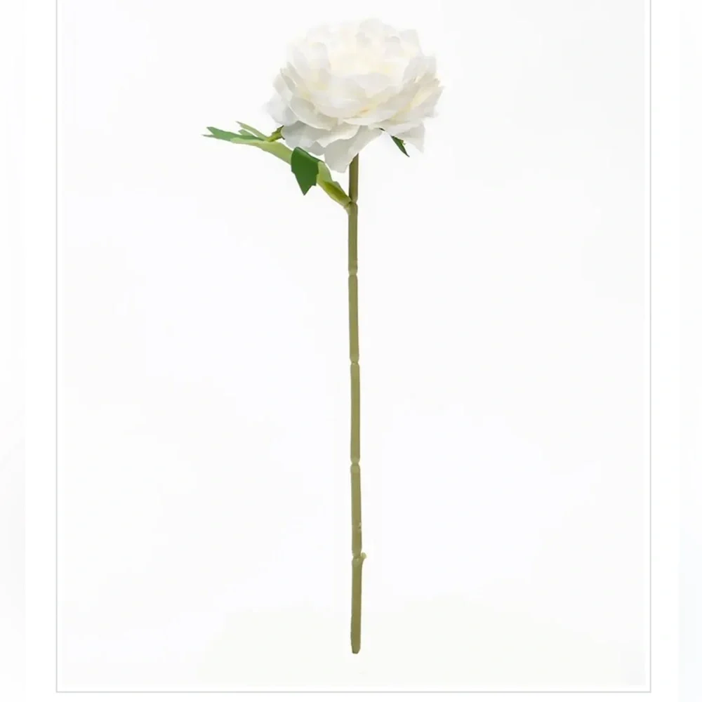White Faux Peony‎ Stem | 11” Realistic Artificial Flower